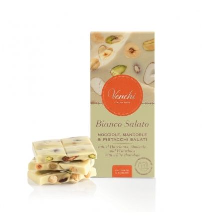 Venchi white chocolate with salted nuts and pistachios